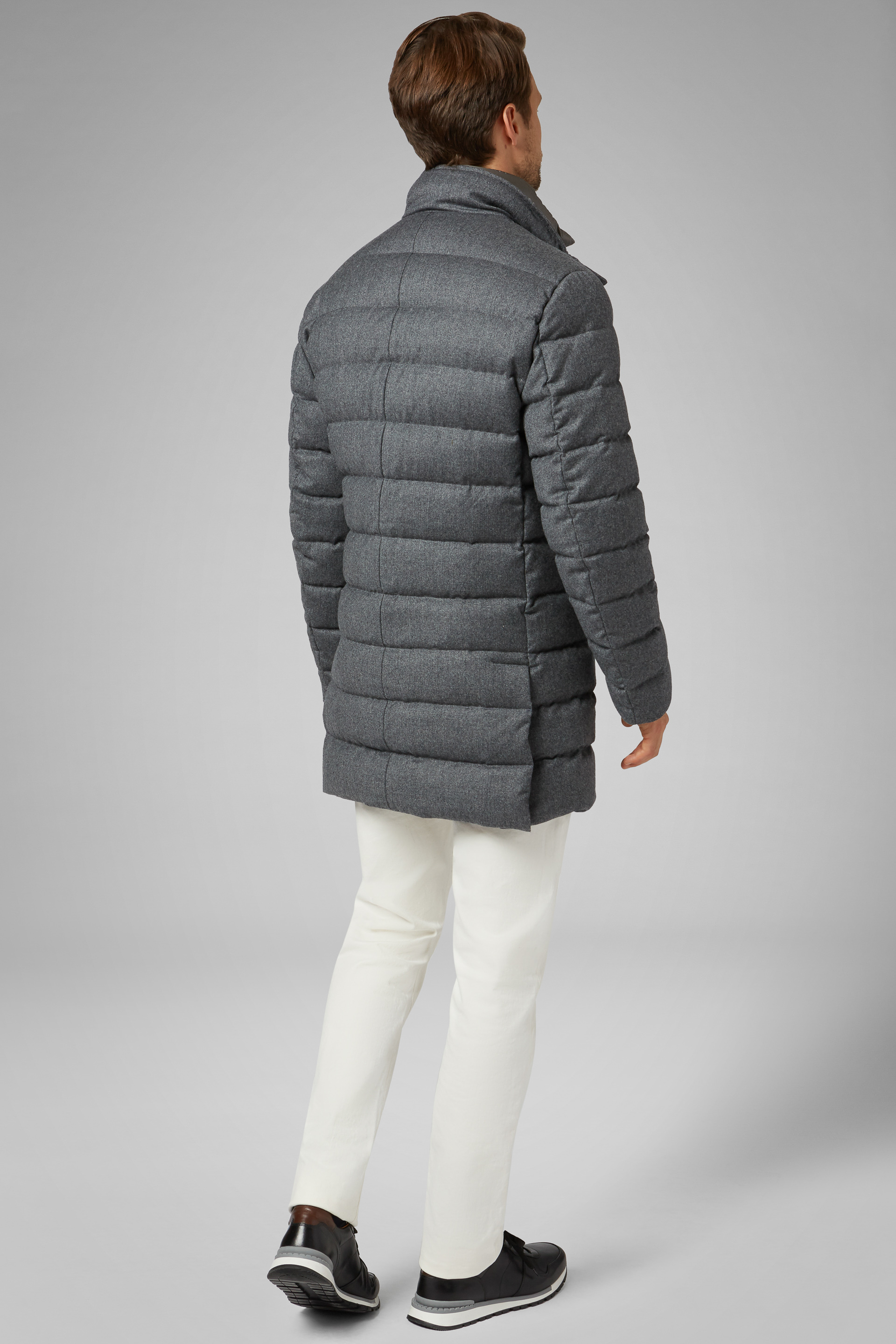 Men's Quilted Wool Coat With Bib