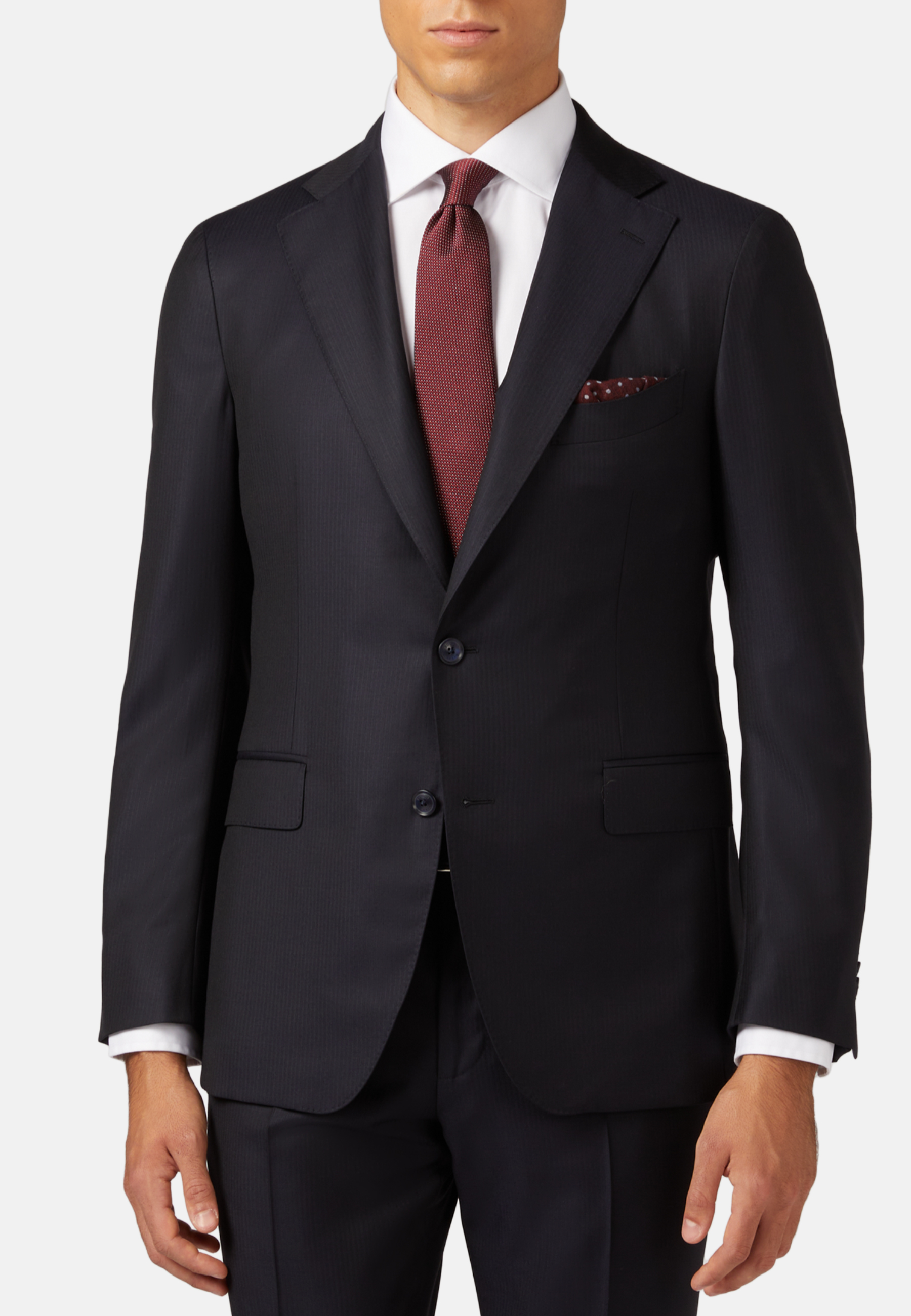 Men's Navy Suit in Woven Wool | Boggi Milano