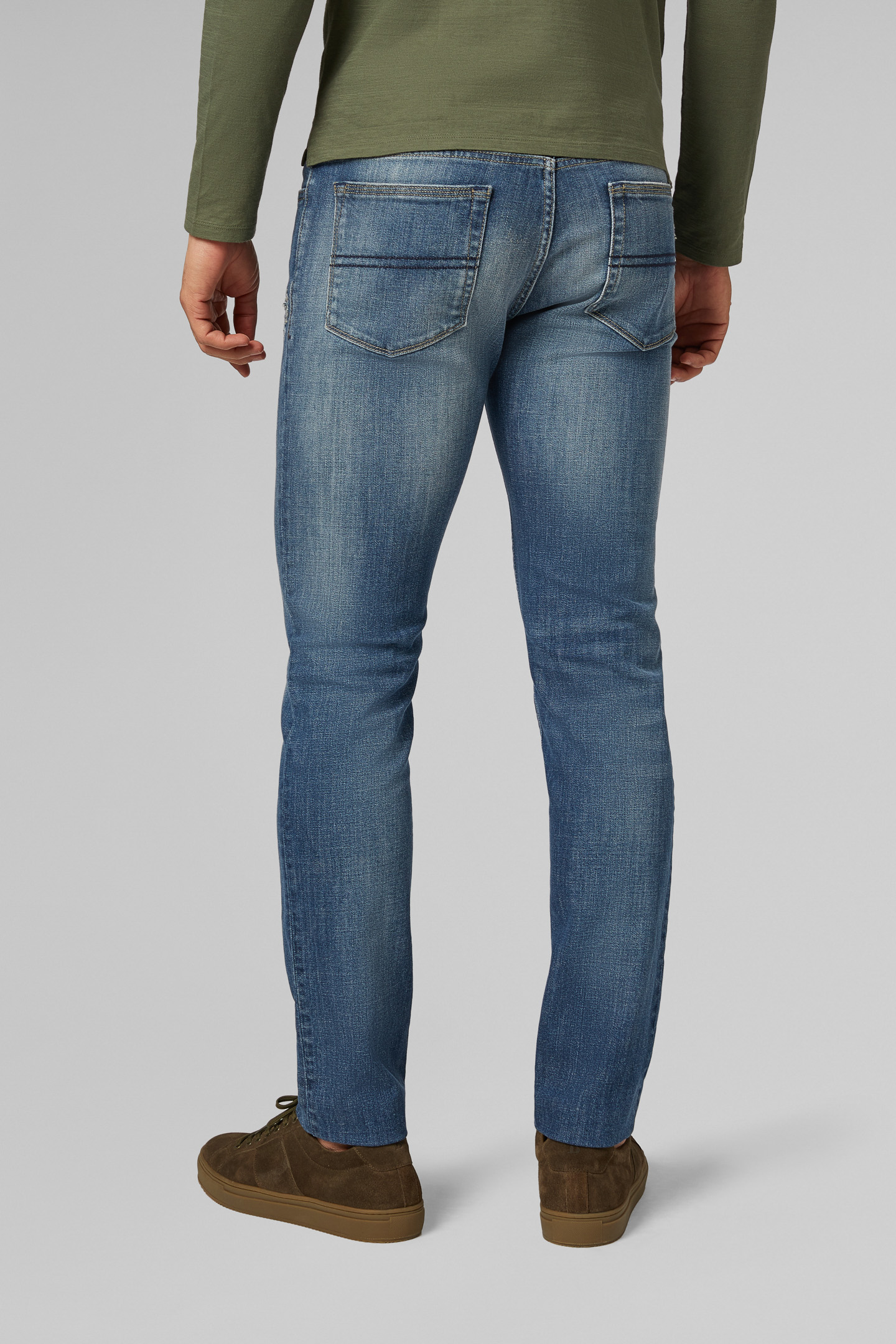 Medium Denim Milano Fit Men\'s Pocket Slim | 5 Boggi Stretch Wash Extra Jeans