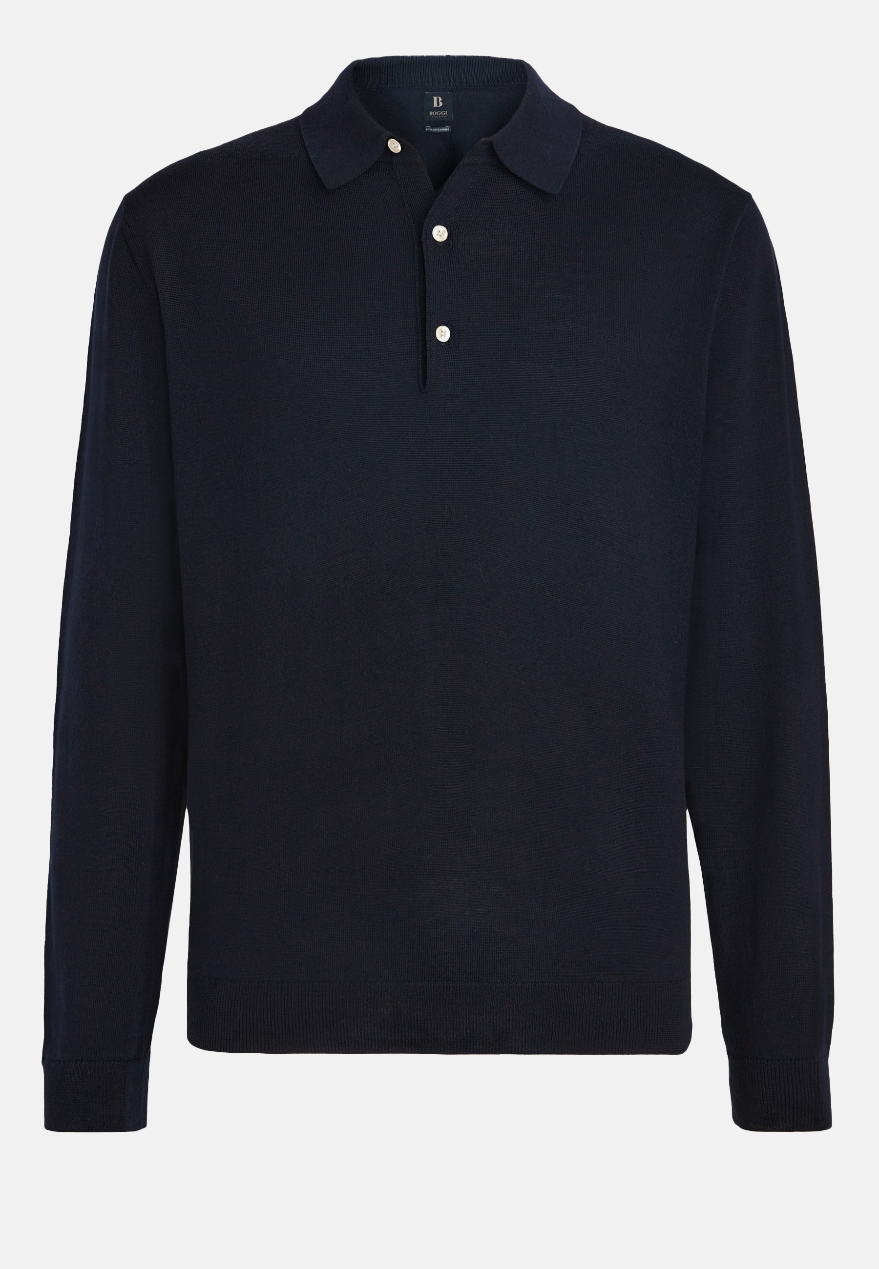 Men's Black Merino Wool Knitted Polo Shirt | Boggi Milano